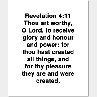 Revelation 4:11 King James Version Bible Verse Typography Posters and Art